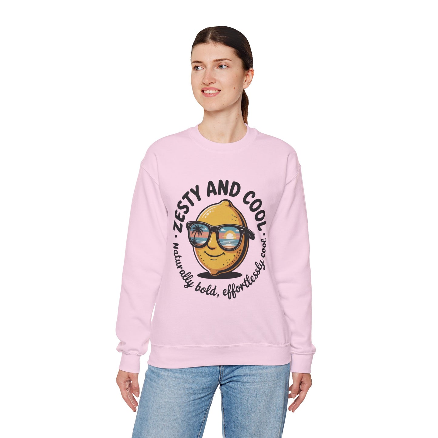 Zesty and Cool Crewneck Sweatshirt, Womens Lemon Sweatshirt for Casual Wear, Trendy Gift, Summer Vibes, Comfortable Apparel