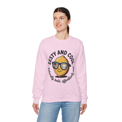 Zesty and Cool Crewneck Sweatshirt, Womens Lemon Sweatshirt for Casual Wear, Trendy Gift, Summer Vibes, Comfortable Apparel