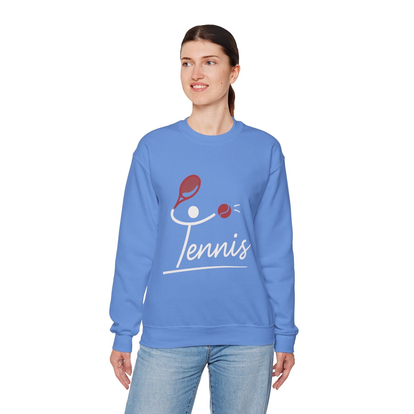 Womens Heavy Blend™ Crewneck Sweatshirt, Womens Tennis Sweatshirt, Cute Sports Graphic Pullover, Workout Gym Activewear Top
