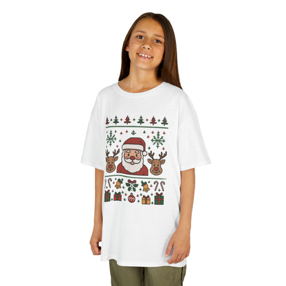 Santa - Reindeer Christmas Shirt for Kids, Cute Holiday Tee, Kids Heavy Cotton™ Tee
