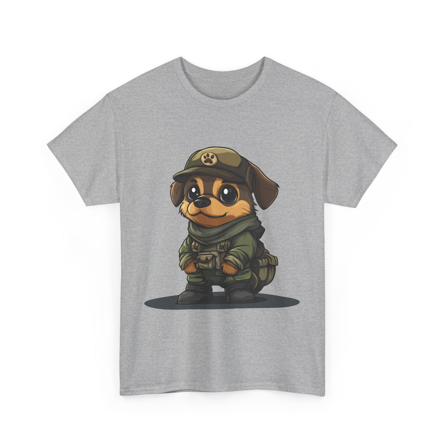 Funny Dog Soldier Tee, Cute Military Dog Cartoon Unisex Heavy Cotton Tee , Pet Lover Gift, Gift for Dog Owners, Gift for Army Fans