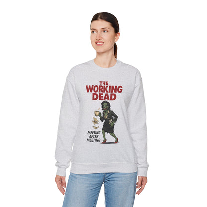 The Working Dead Women's Funny Zombie Sweatshirt, Office Humor Crewneck, Halloween Work Top