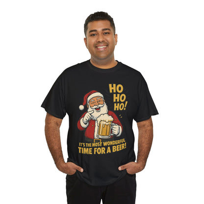 Funny Santa Beer Christmas T-Shirt, Men's Holiday Party Tee