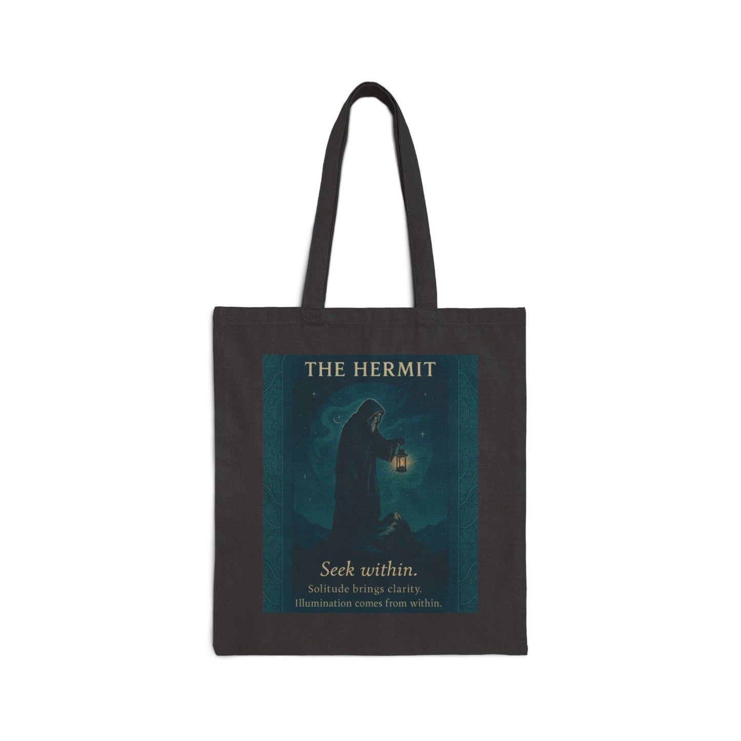 The Hermit Tarot Art Print, Mystical Solitude Illustration, Spiritual Art with Lantern, Seek Within Inspirational Bag, Spiritual Gifts