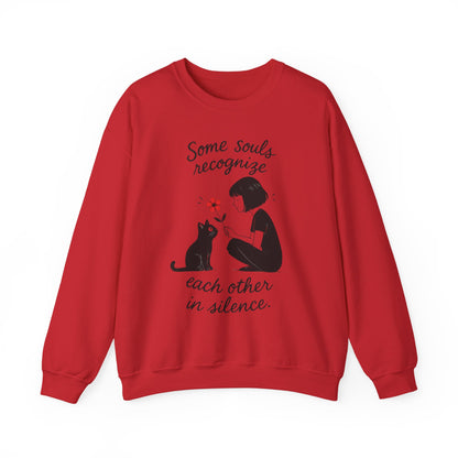 Soulful Cat and Human Crewneck Sweatshirt, Cozy Gift for Cat Lovers, Womens Sweatshirt, Animal Lover Apparel, Thoughtful Gift Idea