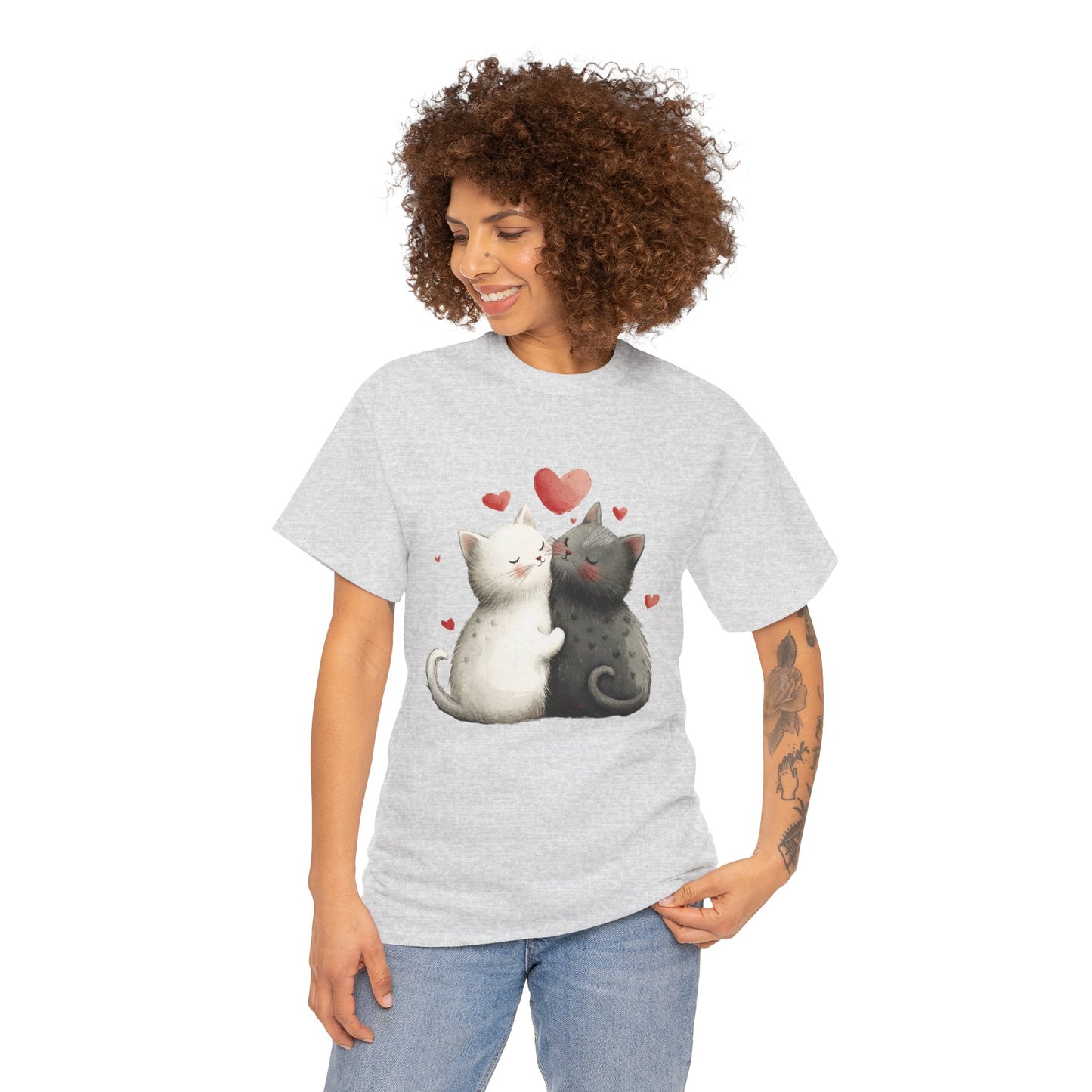 Cute Cat Love T-Shirt, Adorable Feline Couple Tee, Gift for Cat Lovers, Valentine's Day Shirt, Cozy Everyday Wear, Cat Mom T-Shirt