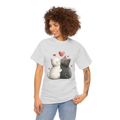 Cute Cat Love T-Shirt, Adorable Feline Couple Tee, Gift for Cat Lovers, Valentine's Day Shirt, Cozy Everyday Wear, Cat Mom T-Shirt