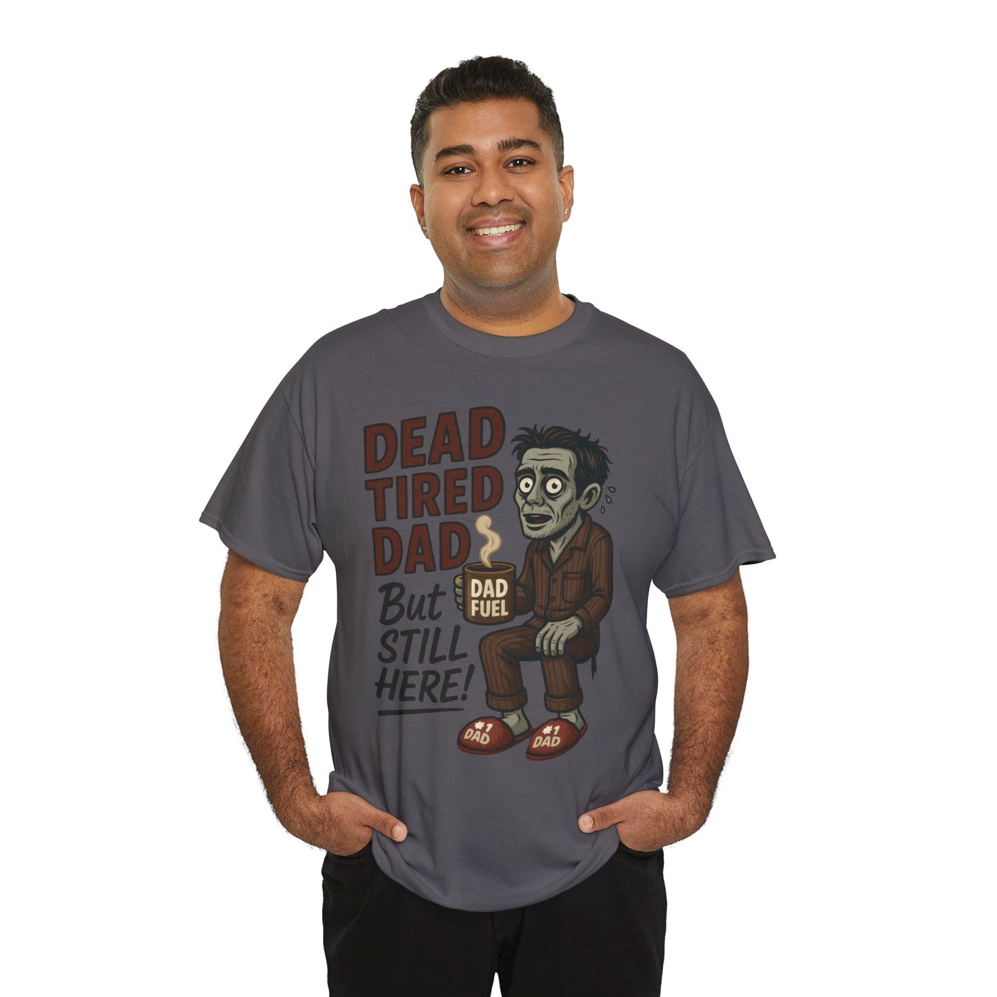 Dead Tired Dad Funny Zombie Coffee Men's T-Shirt, Father's Day Gift for Men, Dad Fuel Graphic Tee, Halloween Dad Tee