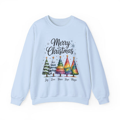 Merry Christmas Women's Sweatshirt, Joy Love Peace Hope Magic Pullover, Women's Heavy Blend™ Crewneck Sweatshirt