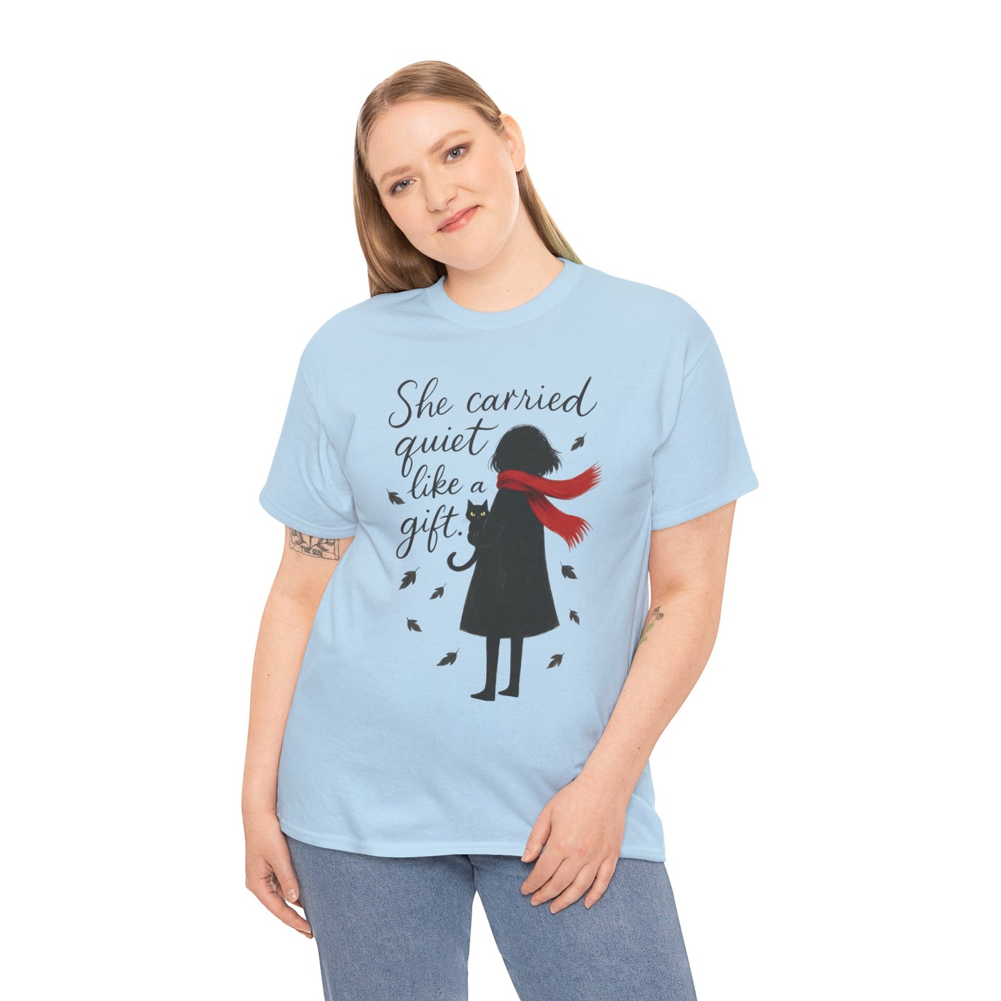 Cat Lover Womens T-Shirt, Whimsical Hand-Drawn Illustration Tee, Artistic Minimalist Gift for and Introverts, Cute Animal Apparel