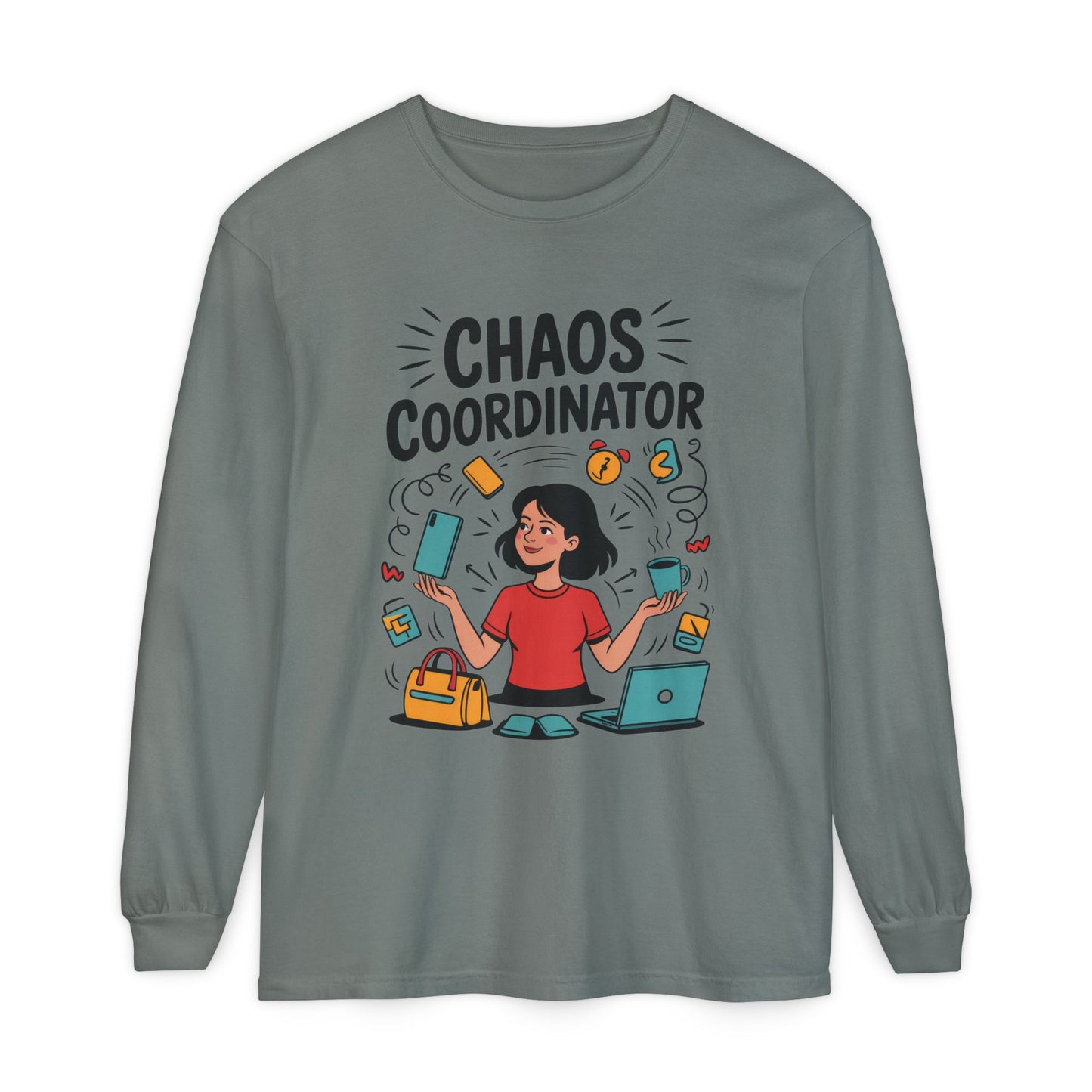 Chaos Coordinator Women's Long Sleeve, Mom Life Graphic Long Sleeve, Gift for Busy Moms, Multitasking Mom Gift, Cute Mother's Day Gift