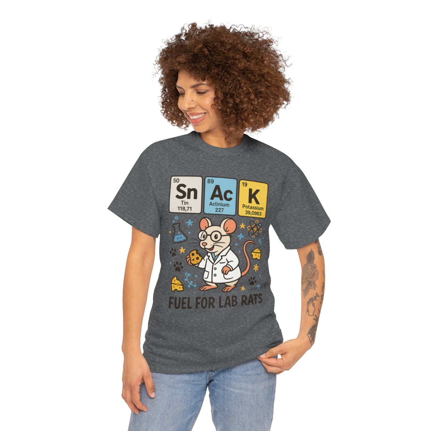 Funny Womens Science T-Shirt,Periodic Table Tee, Fuel for Lab Rats Nerdy Shirt, Gifts for STEM Lovers, Quirky Science Apparel