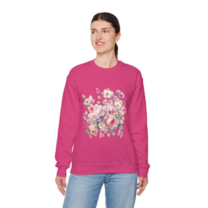 Floral Crewneck Sweatshirt, Cozy Floral Sweatshirt for Spring, Gift for Her, Women's Floral Top, Pastel Floral Sweatshirt