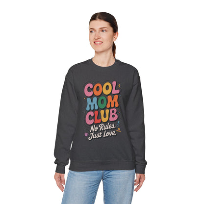 Cool Mom Club Sweatshirt, Gift for Moms, Mother's Day, No Rules Just Love, Retro Colorful Unisex Heavy Blend Crewneck