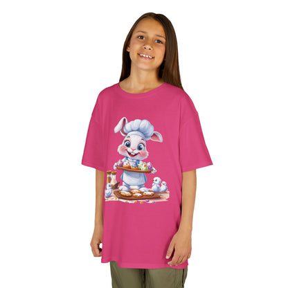 Easter Bunny Chef Kids T-Shirt, Cute Spring Baking Tee with Eggs, Toddler Easter Outfit, Bunny Holding Egg Tray Tee, Cute Animal Design
