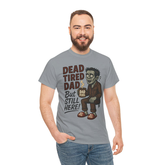 Dead Tired Dad Funny Zombie Coffee Men's T-Shirt, Father's Day Gift for Men, Dad Fuel Graphic Tee, Halloween Dad Tee