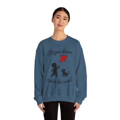 Dream Big Womens Crewneck Sweatshirt, Inspirational Gift, Cozy Lounge Wear, Cat Lover's Apparel, Kid's Motivation Sweatshirt