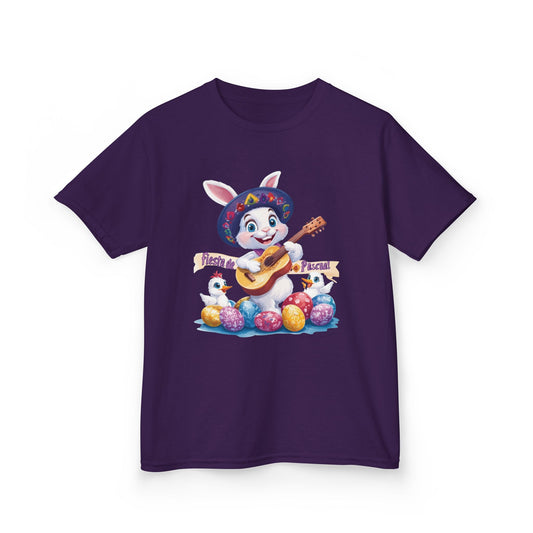 Mexican Easter Bunny Kids T-Shirt - Fiesta de Pascua Shirt with Guitar, Fun Spring Festival Tee, Colorful Holiday Gift for Children