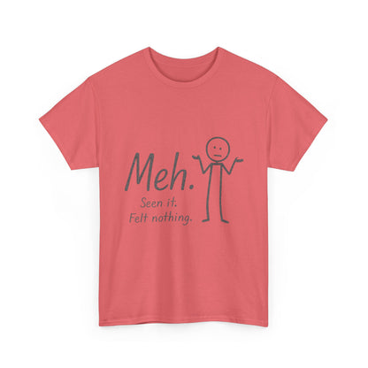 Funny Women's Heavy Cotton Tee, 'Meh' Graphic Shirt, Perfect Gift for Sarcastic Friends, Casual Wear, Birthdays, Everyday Humor, Comfy Tee