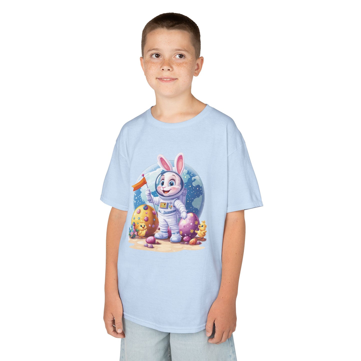 Kids Easter Astronaut Bunny T-Shirt, Space Bunny with Eggs, Galaxy Adventure Tee, Cute Bunny Gift for Boys and Girls