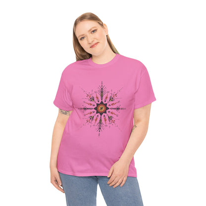 Boho Tribal Mandala Star Women's Cotton Tee, Ethnic Geometric Graphic T-Shirt, Festival Bohemian Style Gift, Bohemian Graphic Tee