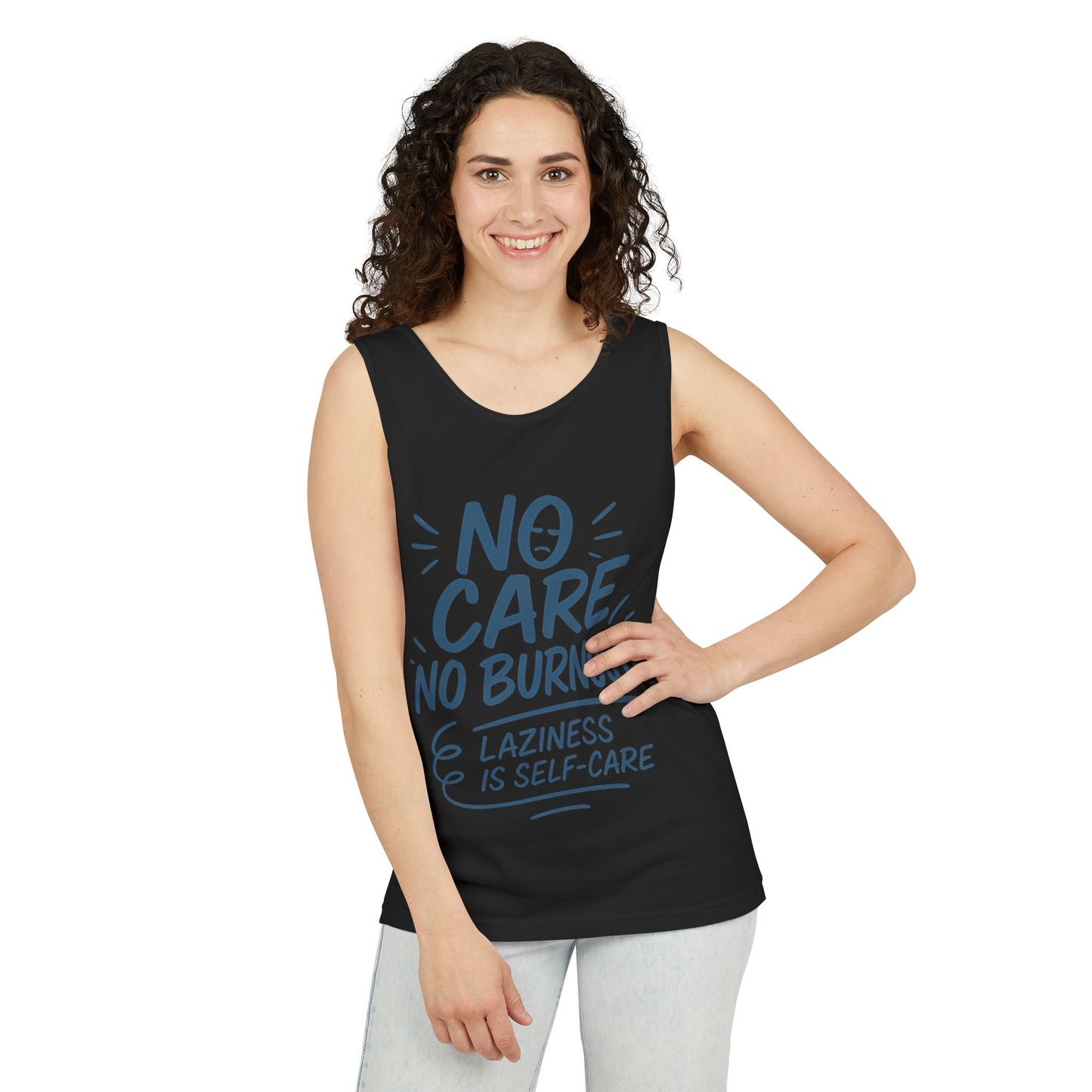 Mens Lazy Life Tank Top, No Care No Burnout Funny Quote, Workout Gym Sleeveless Shirt, Humor Gift for Him, Gift for Mental Health Awareness