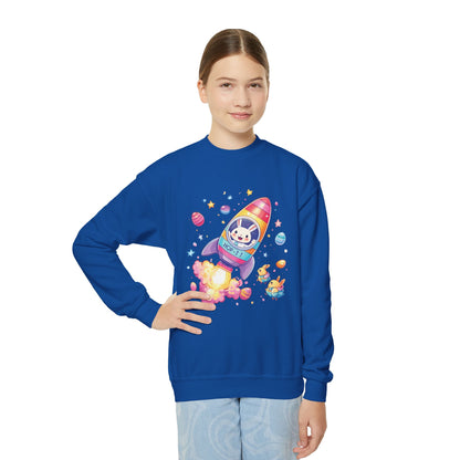 Astronaut Easter Bunny Youth Sweatshirt - Cute Rocket Bunny Design, Space Adventure Spring Shirt, Fun Holiday Gift for Kids