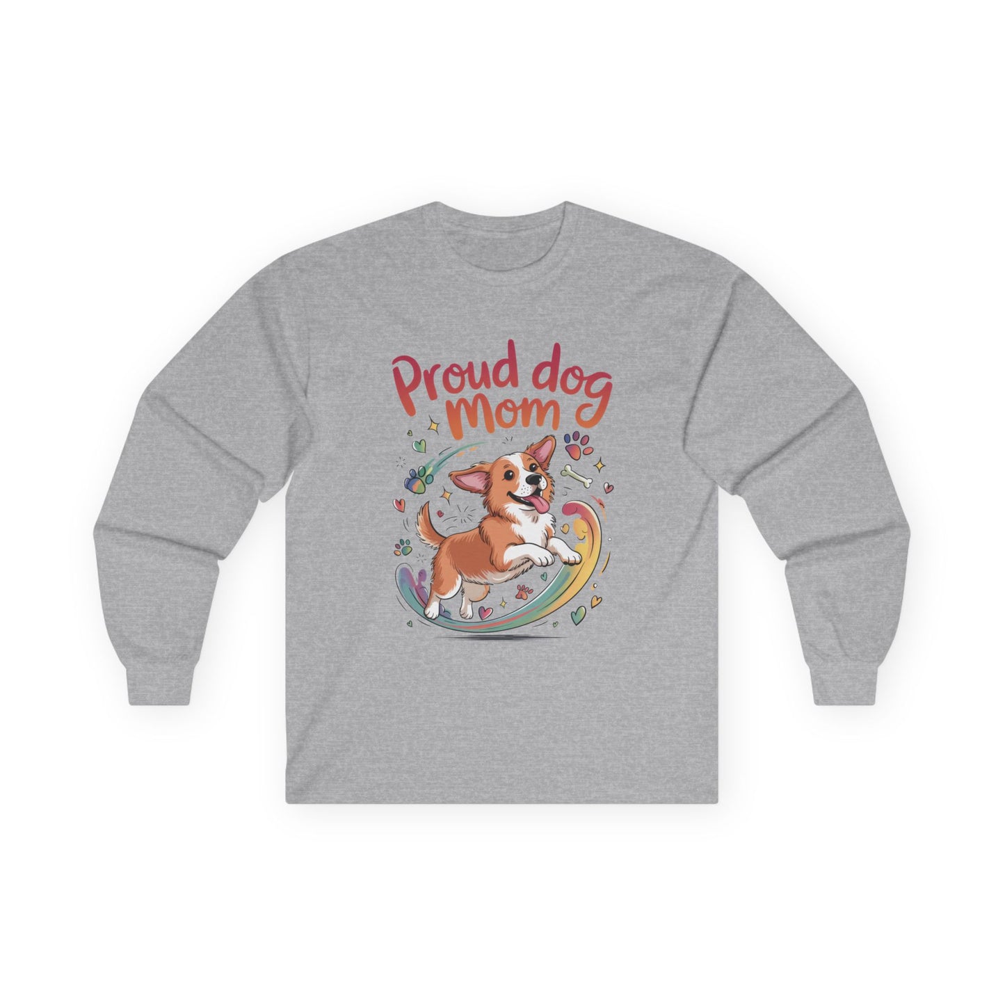 Proud Dog Mom Long Sleeve Tee, Cute Pet Lover Shirt, Gifts for Dog Owners, Mother's Day, Animal Lover Apparel,  Dog Mom Apparel