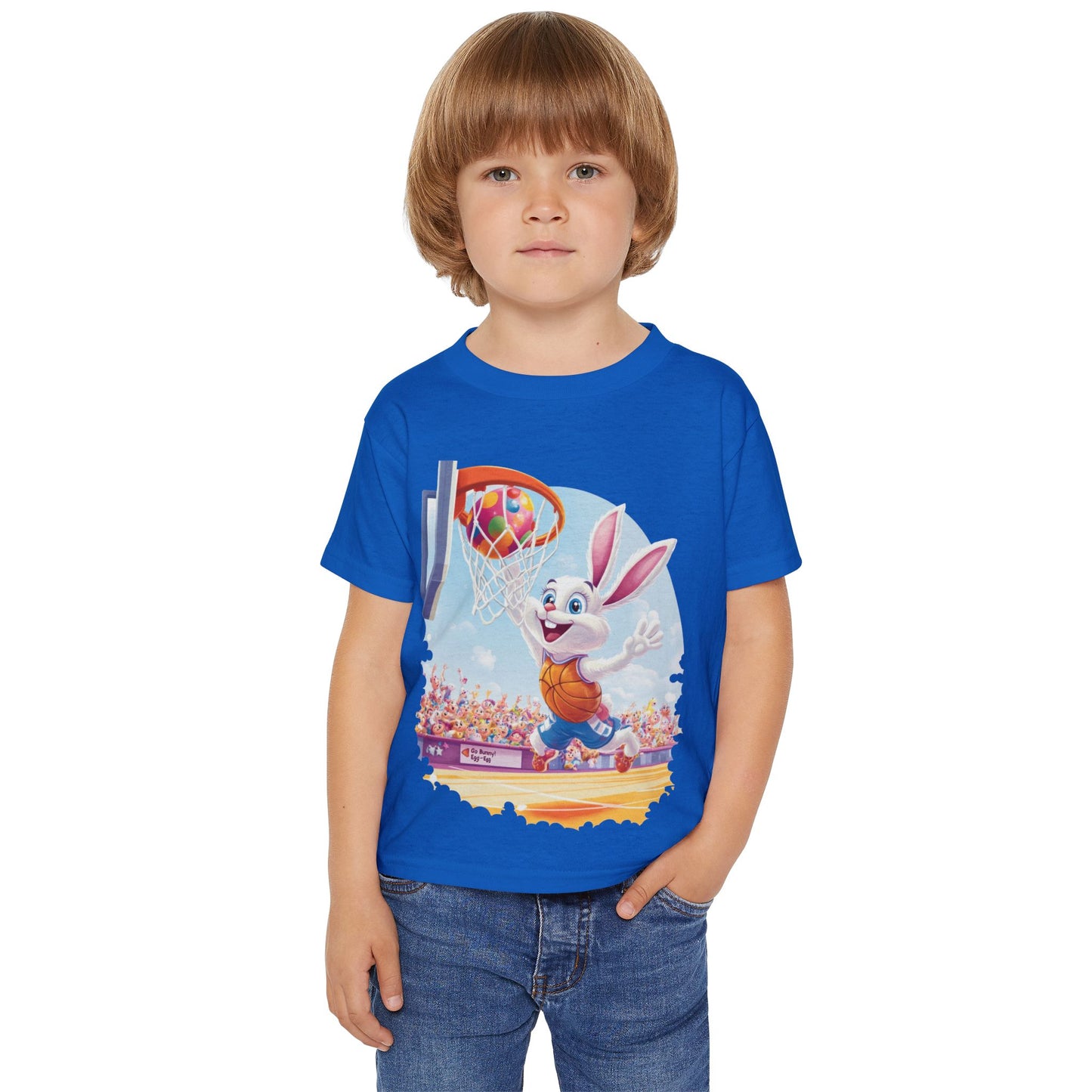 Basketball Bunny Easter Toddler T-Shirt - Cute Bunny Dunking Egg Ball, Fun Spring Sports Tee for Kids, Holiday Gift Idea,  Easter Gift