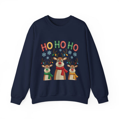 Ho Ho Ho Reindeer Christmas Sweatshirt, Cute Holiday Pullover for Women