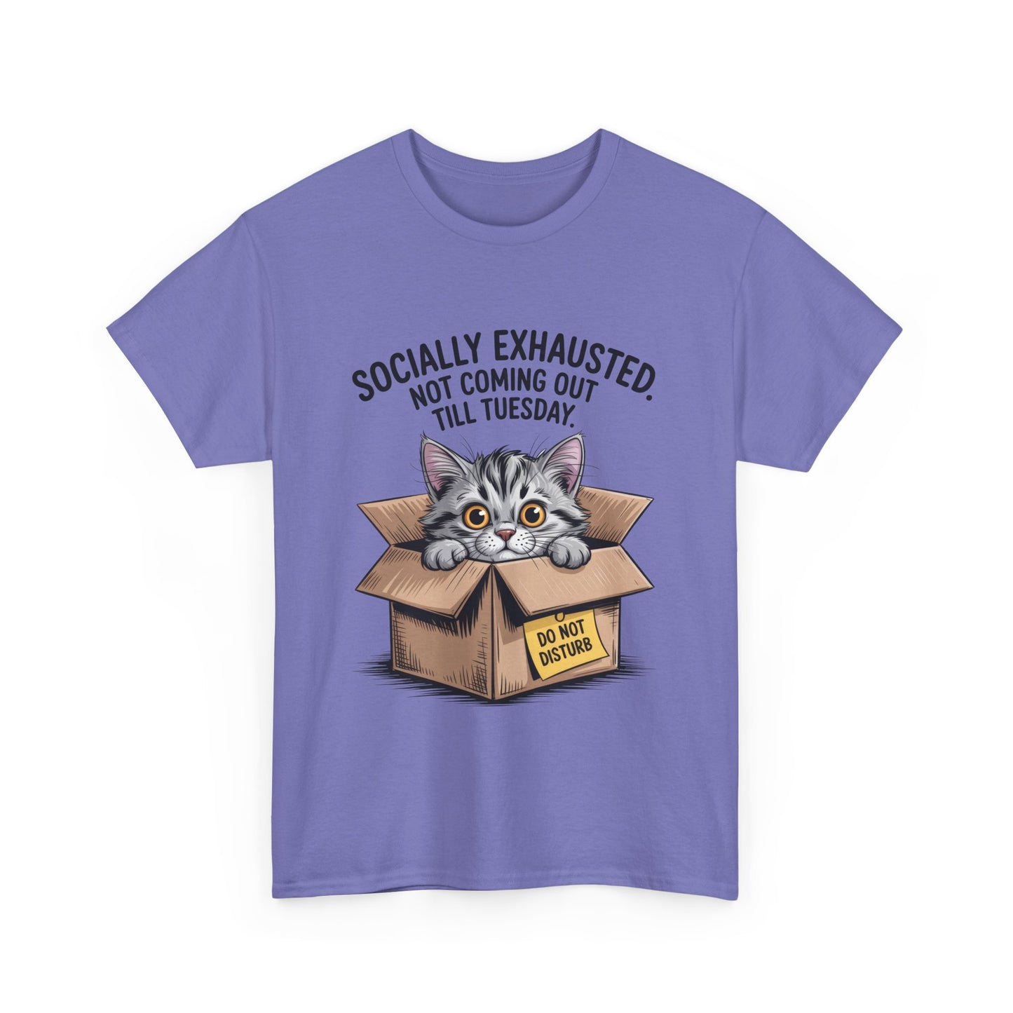 Socially Exhausted Cat Women's Tee, Funny Cat Shirt, Women's Graphic Tee, Gift for Introverts, Cute Animal T-Shirt, Weekend Wear