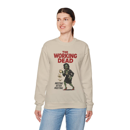 The Working Dead Women's Funny Zombie Sweatshirt, Office Humor Crewneck, Halloween Work Top