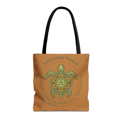Spiritual Symbol Tote Bag, Eco-Friendly Shopping Bag, Meditation Pouch, Gift for Yogis, Bohemian Style, Sigillum Terrae Design