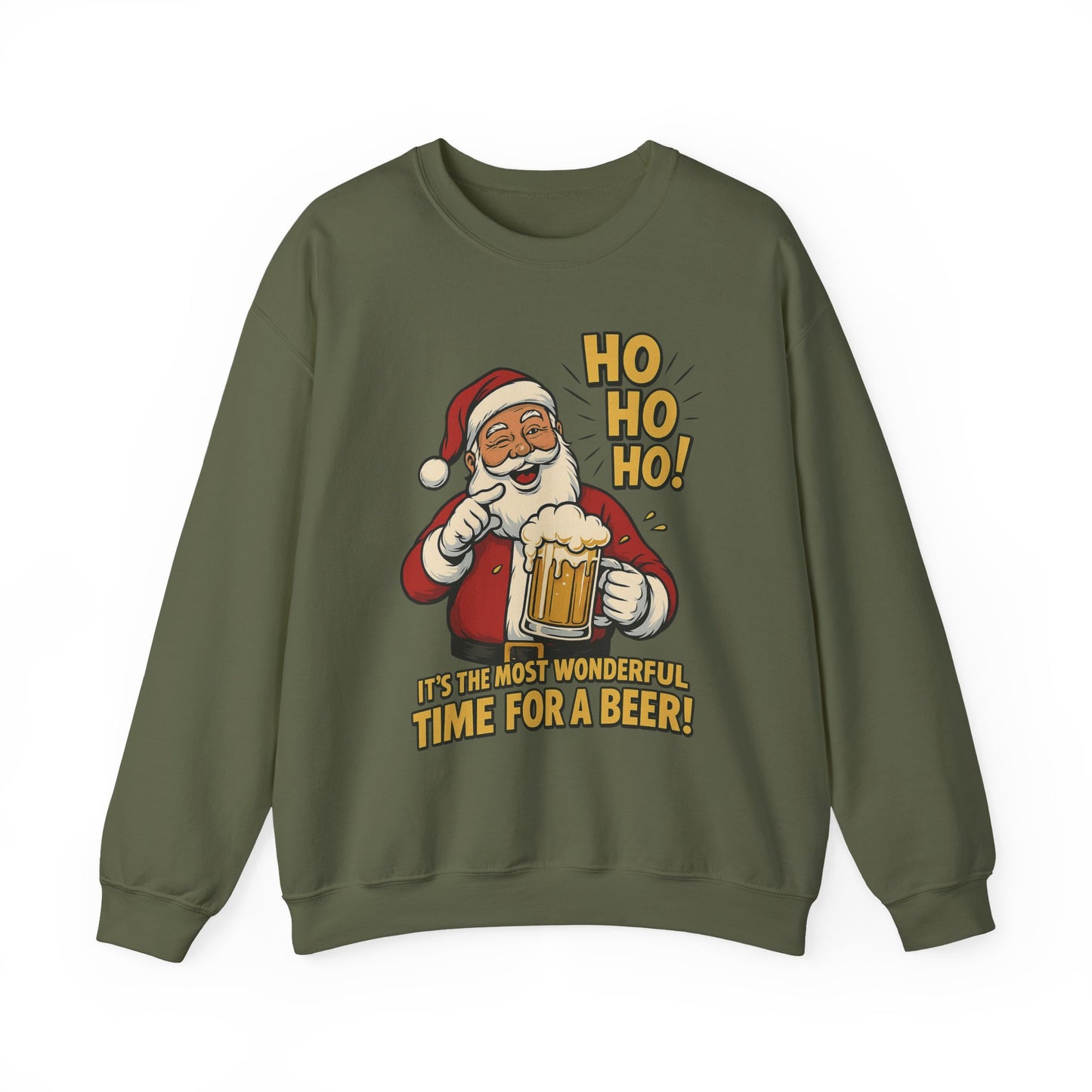 Funny Santa Beer Christmas Sweatshirt, Men's Holiday Pullover, Men's Heavy Blend™ Crewneck Sweatshirt