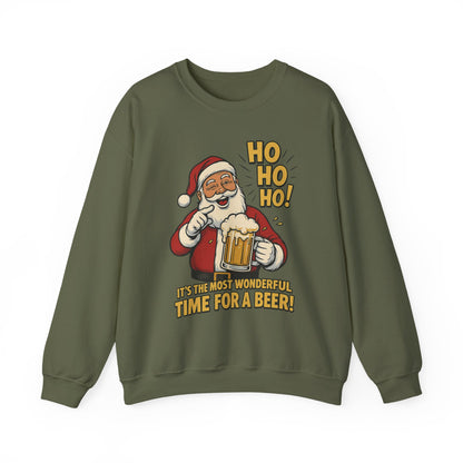 Funny Santa Beer Christmas Sweatshirt, Men's Holiday Pullover, Men's Heavy Blend™ Crewneck Sweatshirt