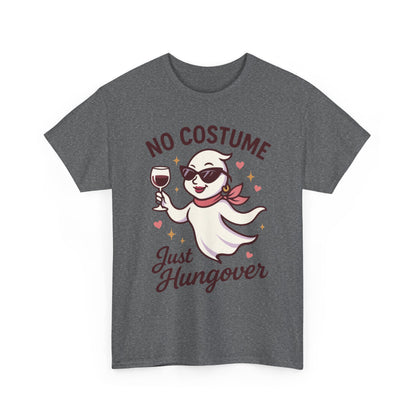 No Costume Just Hungover Women's T-Shirt, Funny Ghost Wine Halloween Party Graphic Tee