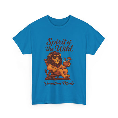 Spirit of the Wild Lion Shirt for Men - Vacation Mode Funny Summer Tee - Relaxed Jungle King Graphic, Vacation Mode, Perfect for Vacations