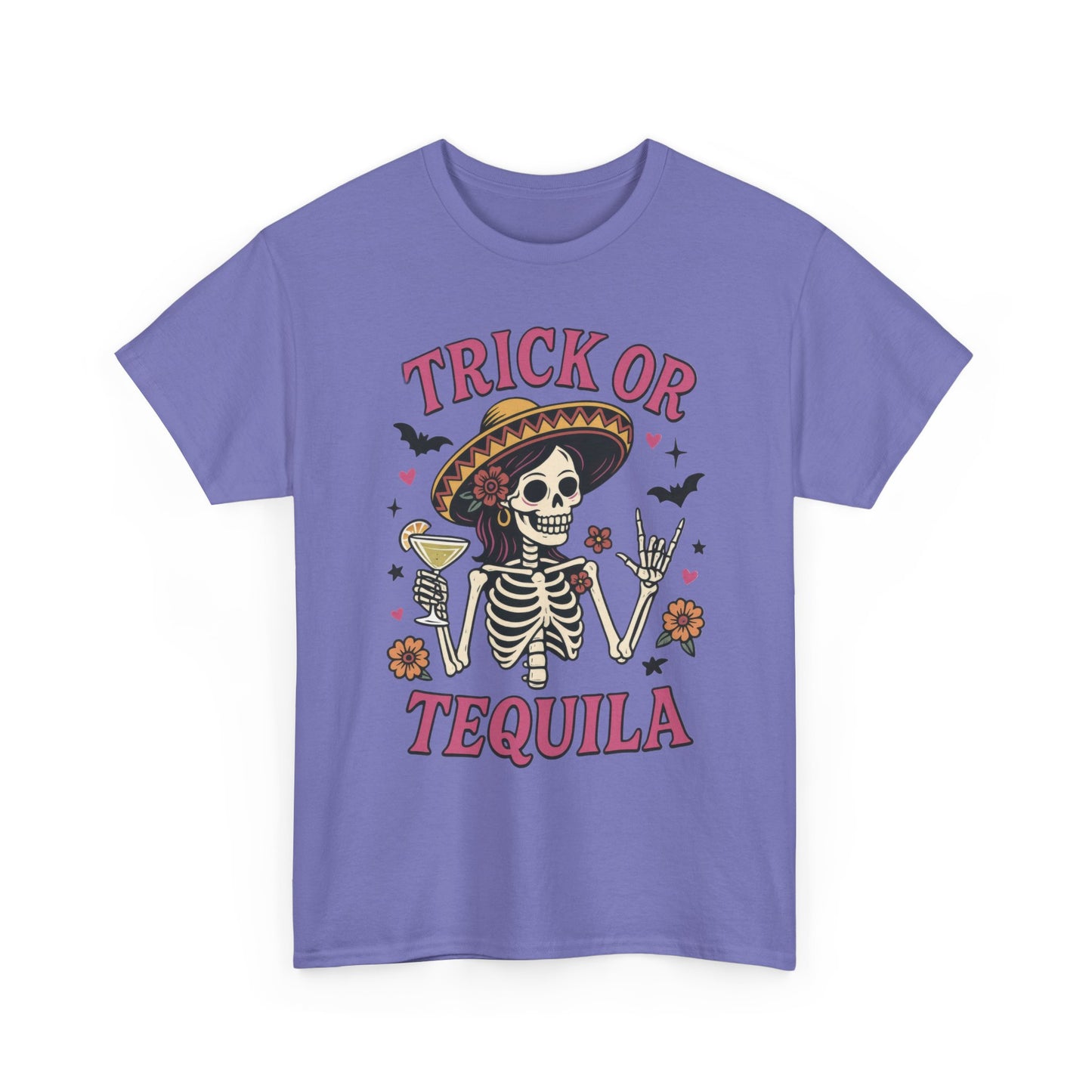 Trick or Tequila Women's T-Shirt, Funny Halloween Skeleton Drinking Shirt, Party Graphic Tee