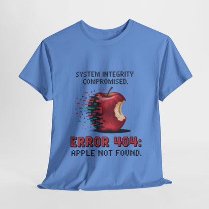 Error 404 Apple Not Found T-Shirt, Glitch Pixel Tech Tee, Funny Nerd Shirt, Unisex Retro Graphic Tee, Geeky T-Shirt, Techie Gift