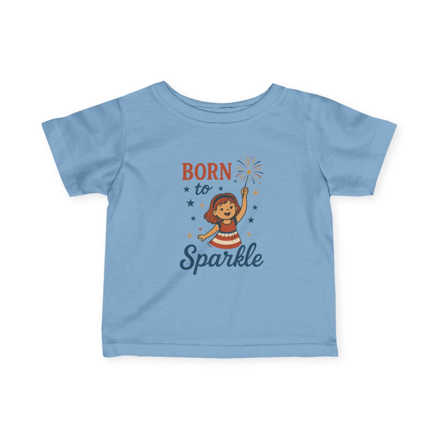 4th of July Baby Girl Tee, Born to Sparkle, Patriotic Toddler Tee, Independence Day Outfit for Girls