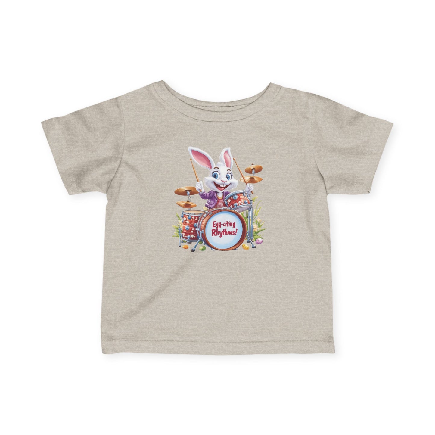 Baby Easter Bunny Drummer Tee - Cute Infant Music Shirt for 6-24 Months, Fun Spring Gift for Babies, Adorable Bunny Playing Drums