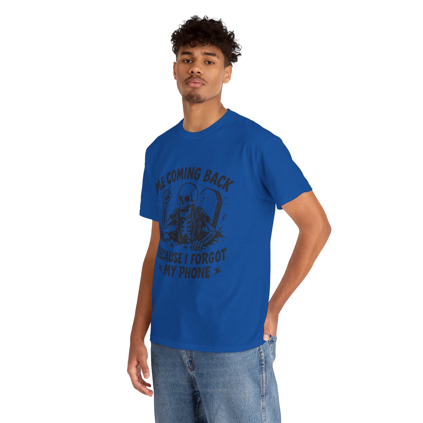 Forgot My Phone T-Shirt, Funny Skeleton Coming Back From Grave Tee, Dark Humor Shirt for Men, Humor Tee, funny skull shirt