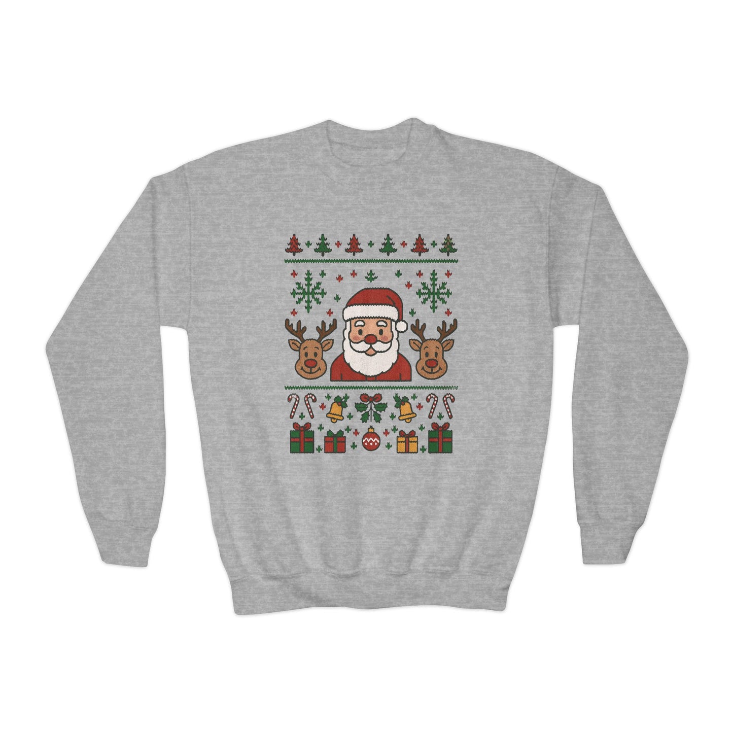 Santa - Reindeer Christmas Sweatshirt for Kids, Cozy Holiday Jumper, Youth Crewneck Sweatshirt