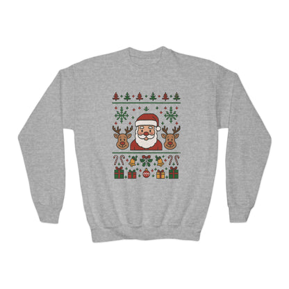 Santa - Reindeer Christmas Sweatshirt for Kids, Cozy Holiday Jumper, Youth Crewneck Sweatshirt