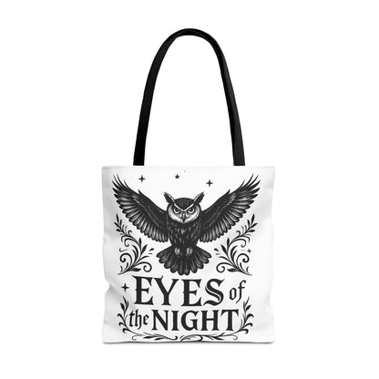 Eyes of the Night Owl Tote Bag, Artsy Shopping Bag, Eco-Friendly Carryall, Unique Gift for Animal Lovers, Halloween Decor, Beach Tote