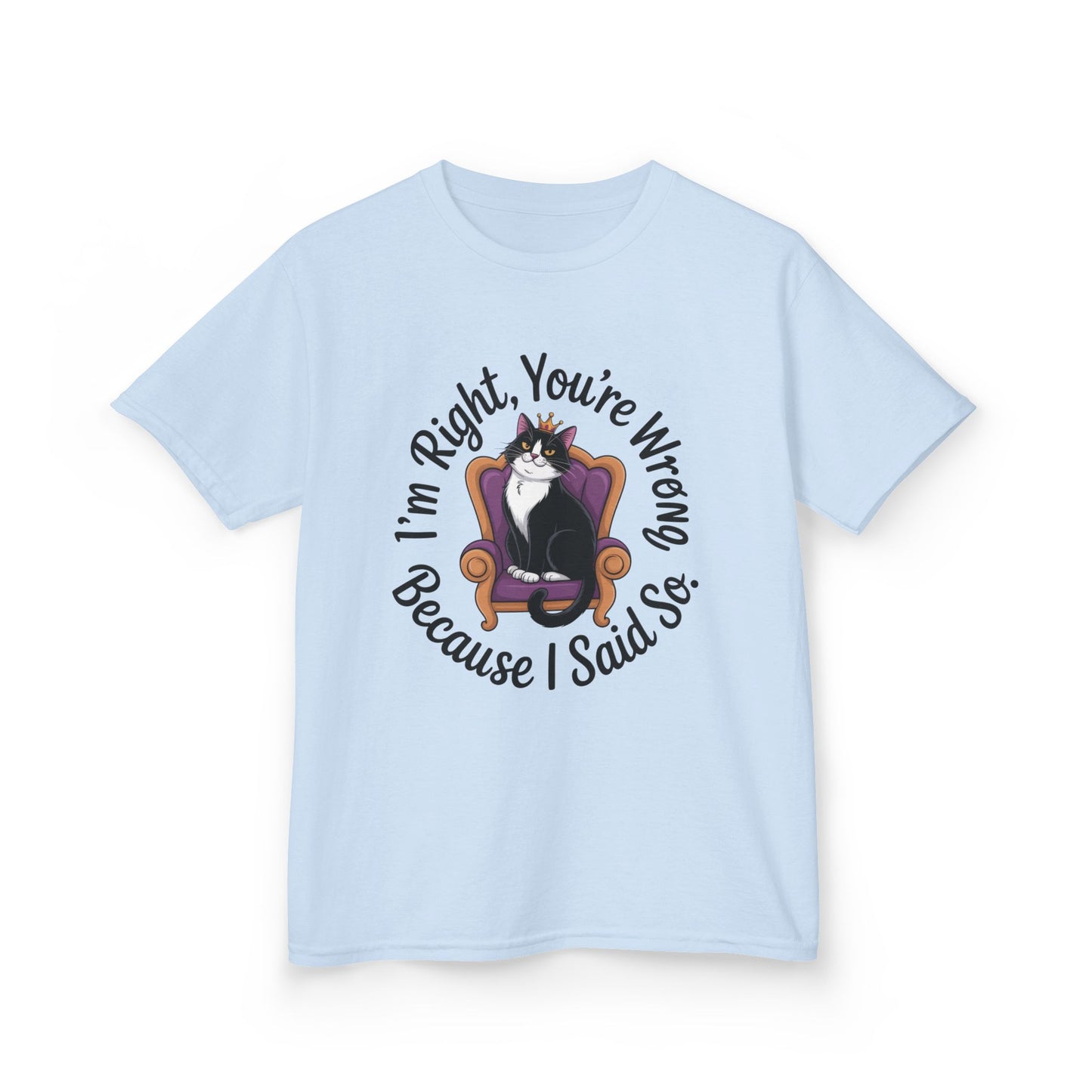 Girls Funny Sassy Cat T-Shirt - I'm Right You're Wrong, Cute Gift for Cat Lovers, Humor Tee for Teens, Birthday Gift,Tee for Confident Teens