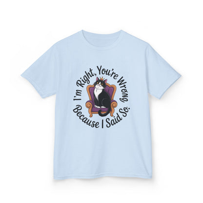 Girls Funny Sassy Cat T-Shirt - I'm Right You're Wrong, Cute Gift for Cat Lovers, Humor Tee for Teens, Birthday Gift,Tee for Confident Teens