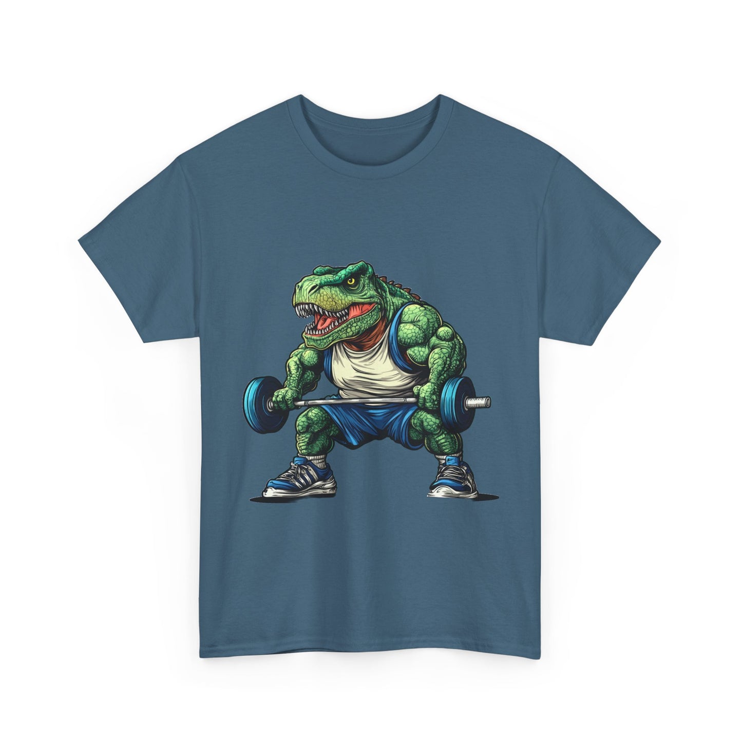 Dino Gym Tee, Muscle T-Rex Gym T-Shirt, Funny Men's Heavy Cotton T-Shirt,Fitness Gift for Gym Lovers, Cute Dinosaur Tee