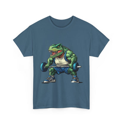 Dino Gym Tee, Muscle T-Rex Gym T-Shirt, Funny Men's Heavy Cotton T-Shirt,Fitness Gift for Gym Lovers, Cute Dinosaur Tee