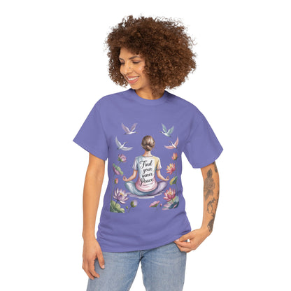 Find Your Inner Peace Womens Heavy Cotton Tee, Motivational Shirt, Meditation Apparel, Relaxation Gift, Casual Wear, Mindfulness Tee